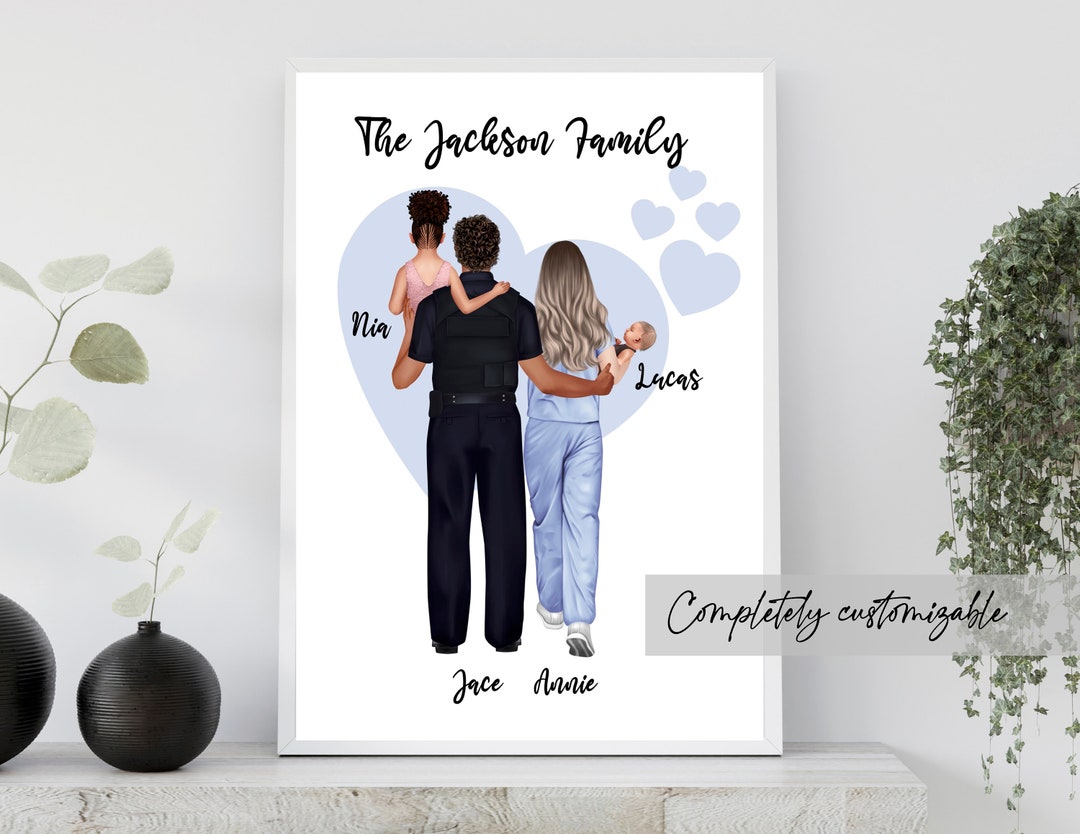 Custom Family Portrait Personalized Family Print Custom Gift for Family ...