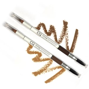 May include: Two brown eyebrow pencils with spoolie applicators. The pencils are labeled "CQ liningimpressions eyebrow pencil with applicator".