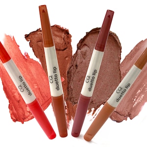 CQ LIPSTICK + LINER | Lip Duettos Brown Burgundy Autumn Coral