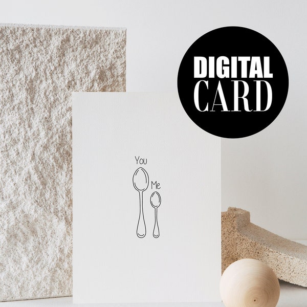 Printable Valentine's Day Card | Big and Little Spoon | Instant Download | Digital | Love Card | A4 A5 A6 | Love | Valentine's Day | Birthday