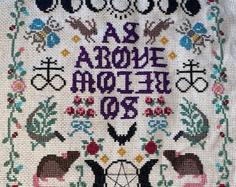 As Above So Below Cross Stitch - PATTERN ONLY! // wicca, wiccan, witch cross stitch, mother nature, pentacle, spooky cross stitch, goth