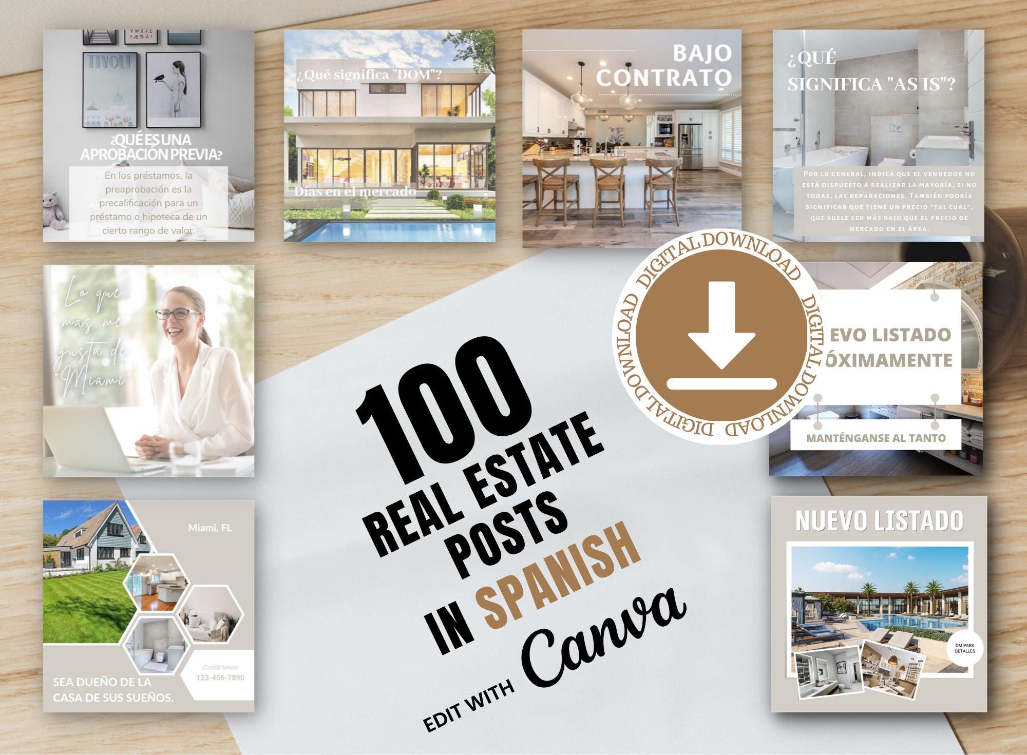 Spanish Sign Posts Spanish Real Estate Social Media Posts: Canva Template (100 Posts) - Etsy