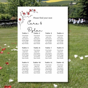 Wedding welcome, seating chart, guest list editable template, cute minimal design