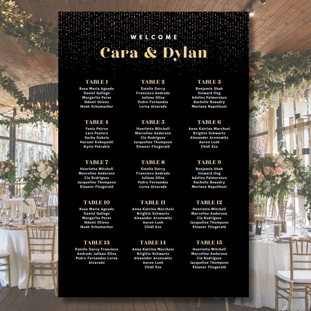Wedding Welcome, Seating Chart, Guest List Editable Template, Glitz ...