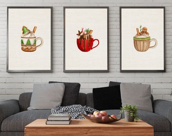 3er Set Weihnachten Wandkunst, herunterladbarer Druck, Dekoration, Weihnachtsdeko