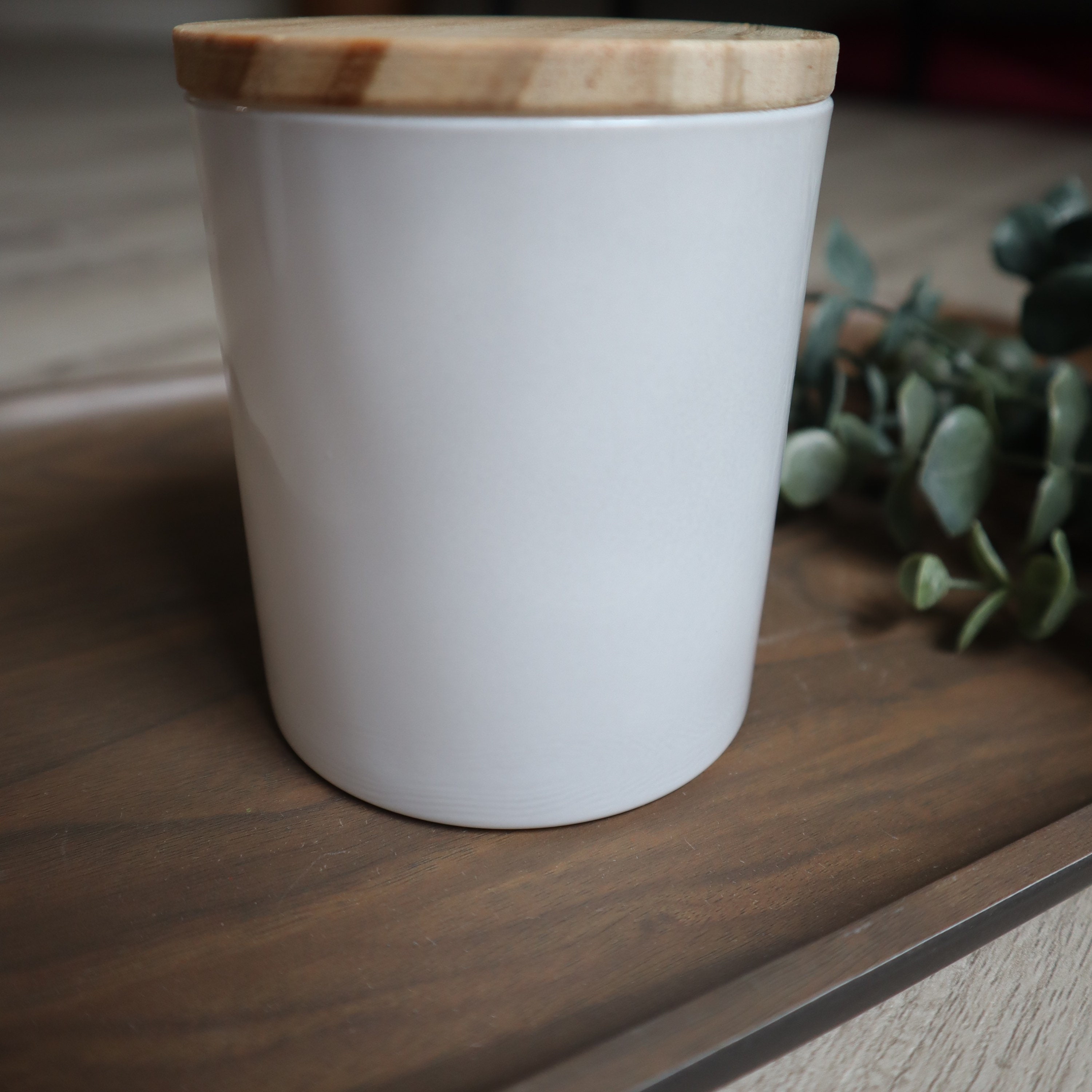 10 Oz White Glass Jars With Bamboo Lids, Kitchen Spice Jars, Candle ...