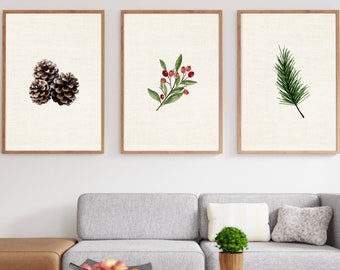 3er Set Weihnachten Wandkunst, Herunterladbarer Druck, Wohnkultur