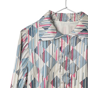 Vintage 70s Geometric Print Shirt Dress