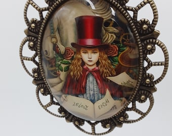 Steampunk Necklace With Alice in Wonderland Pendant | Steampunk | Bronze