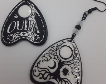 Boucle d'oreille planche Ouija | Bijoux d'horreur | Cadeaux d'Halloween