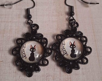 Jiji Cat Ohrringe, Kikis Lieferservice, Anime, Studio Ghibli inspiriert, Geschenk für Anime-Liebhaber