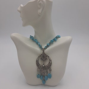 Bohemian Southwestern Turquoise Necklace - Handcrafted Chipped Stone Jewelry for Women