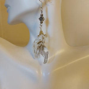 Handcrafted Silver Koi Fish Dangle Earrings | Vintage-Inspired Boho Statement Jewelry for Women