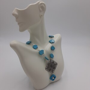 Handmade Southwestern Inspired Turquoise Necklace With Bear-Shaped Beads