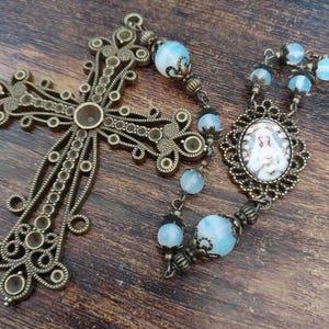 Heirloom Opal Bronze Rosary | Vintage Catholic Rosary | Handmade Natural Gemstone Beads | Virgin Mary & Cross