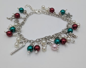 Pulsera de dijes de vacaciones / Joyería de Navidad hecha a mano / Regalos de Navidad