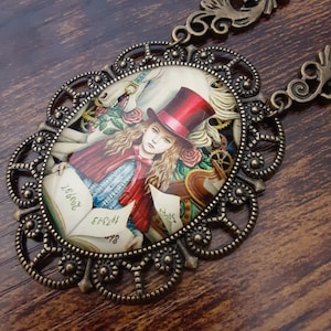 Steampunk Necklace With Alice in Wonderland Pendant | Steampunk | Bronze