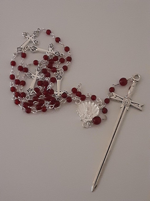 Buy Custom Rosary-Crucifix & Centerpiece, Red Crystal Beads 6mm