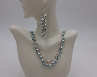 Pearl Necklace and Earring Set - Handmade with Silver