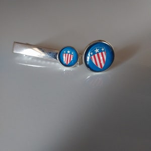 American Shield Themed Tie Clip and Cufflinks