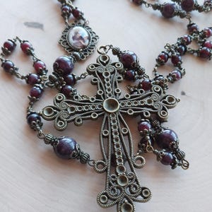 Heirloom Garnet Bronze Rosary | Vintage Catholic Rosary | Handmade Natural Gemstone Beads | Virgin Mary & Cross