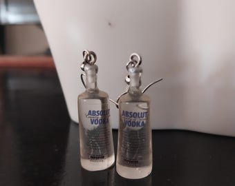 Adorable Mini Absolute Vodka Bottle Earrings: Jewelry for Club Goers, Quirky Drink Lover Gift