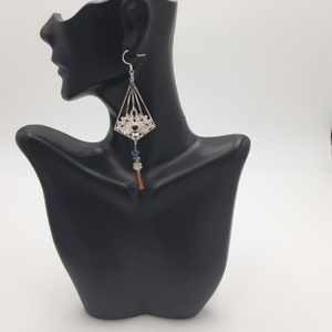 Handmade Czech Crystal Dangle Earrings: .925 Silver Threaders