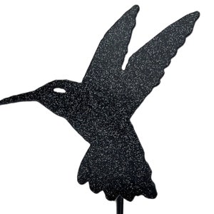 Wrought Iron Garden Stake with a Hummingbird on top.