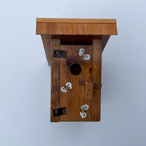 Hand Painted Wooden Bird House, with Mini Roof Shingles.