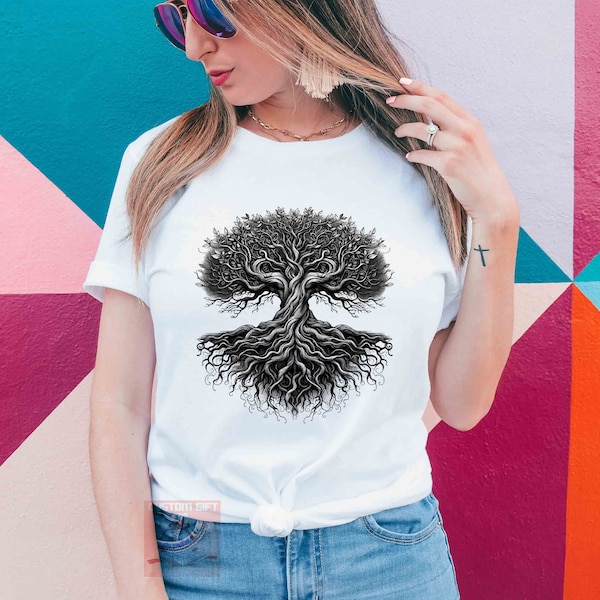 Men's Gnarled Tree of Life T-Shirt - Graphic Tee with Nature Design, Unique Scatterbrain Shirt, Cool Gift for Him