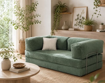 Convertible Floor Sofa Bed, Modular Sofa Couch, Corduroy Sleeper Sofa, Small Space Couch, Guest Room Seating