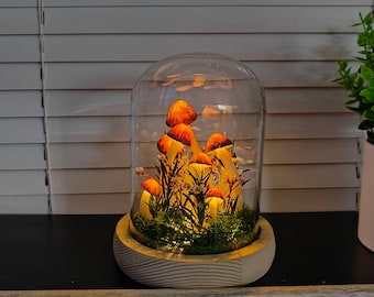 Unique Handcrafted Brown Mushroom Lamp: Decorative Mushroom Night Light for Rural Home Decor, Perfect for Christmas, Birthdays