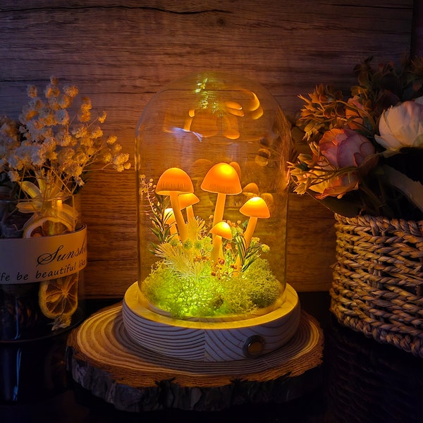 Handmade Orange mushroom lamp Gift Light Handmade Home Dried Flower Decorative Lamps Furniture Decoration Anniversary Gift