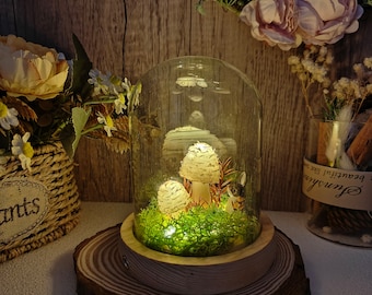 Mushroom Night Light with Rabbit Gifts for her Unique Gifts Kids Room Decor Creative Gift Nightstand Lamp