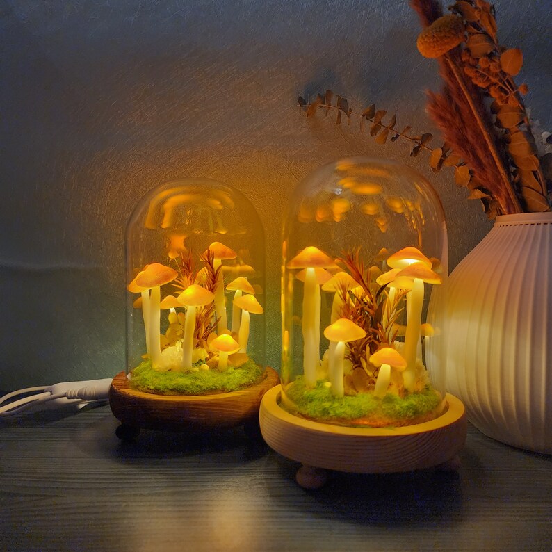 Orange Mushroom Lamp Mushroom Forest Handmade Night Light Home Etsy