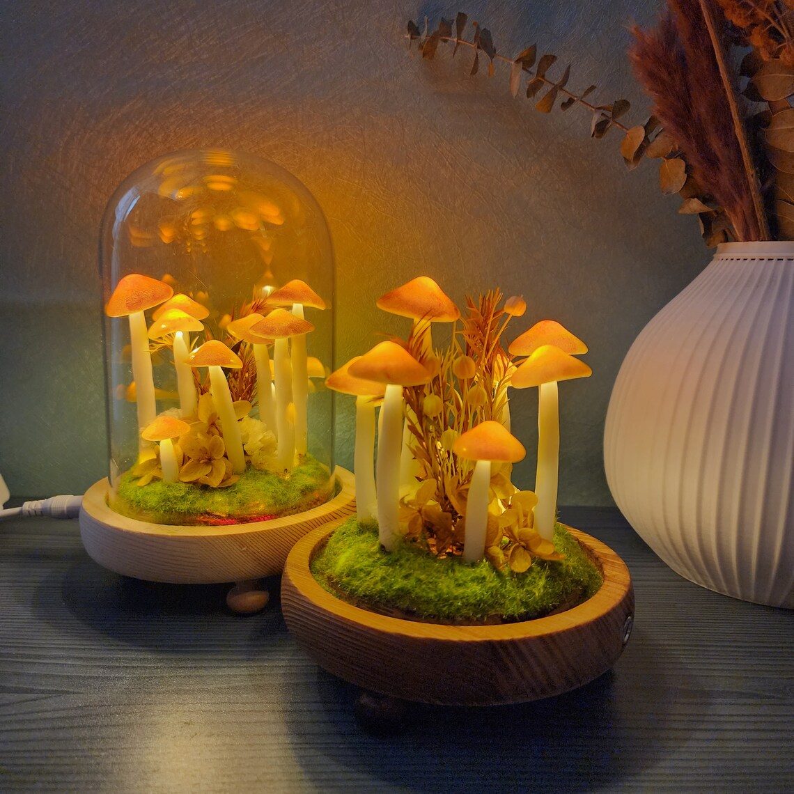 Orange Mushroom Lamp Mushroom Forest Handmade Night Light Home Etsy