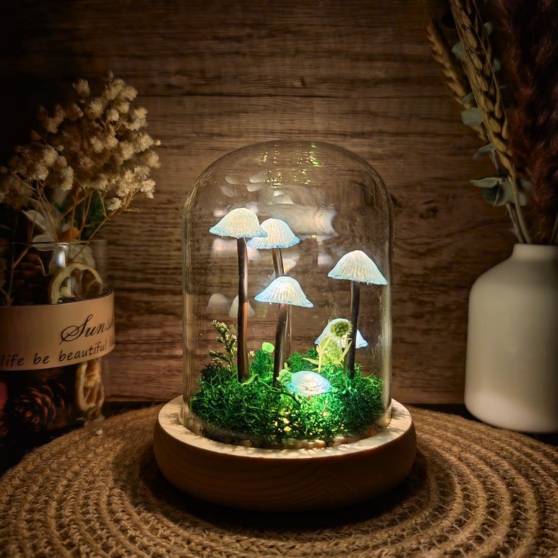 Rustic Ceramic Mushroom Lamp Warm Light Nature Lover Gift Unique Birthday Gift Mushroom Night Light Hand Painted Gifts Bild 5