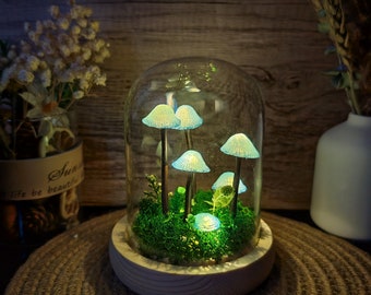 Rustic Ceramic Mushroom Lamp - Warm Light Nature Lover Gift Unique Birthday Gift Mushroom Night Light Hand Painted Gifts