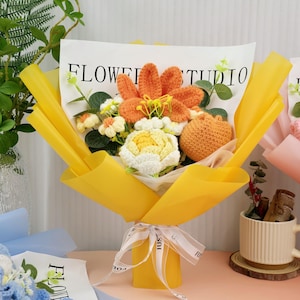 Crochet Flower Bouquet, Suitable for Wedding Bridal Bouquet, Anniversary, Mother&#39;s Day, Birthday＆Graduation Gifts, Handmade Bouquet