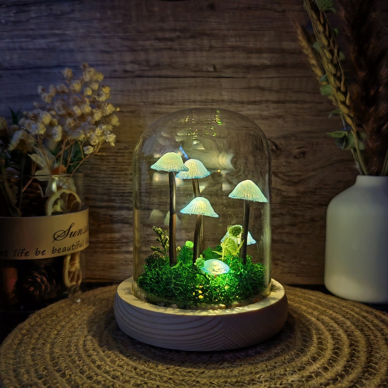 Rustic Ceramic Mushroom Lamp Warm Light Nature Lover Gift Unique Birthday Gift Mushroom Night Light Hand Painted Gifts image 3