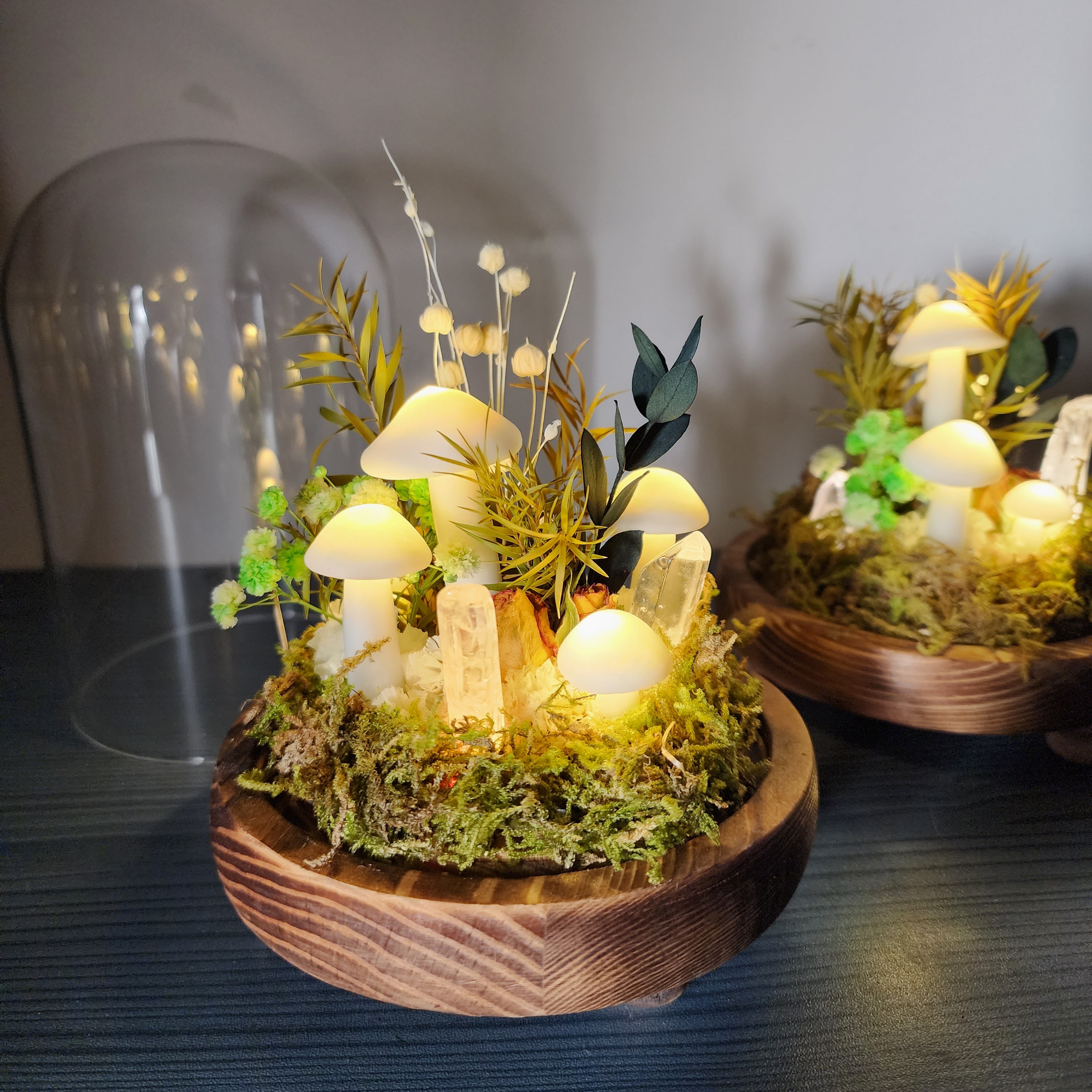 Handmade Crystal Mushroom Lamp White Mushroom Lamp Beautiful Etsy