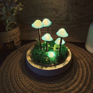 Rustic Ceramic Mushroom Lamp Warm Light Nature Lover Gift Unique Birthday Gift Mushroom Night Light Hand Painted Gifts Bild 8