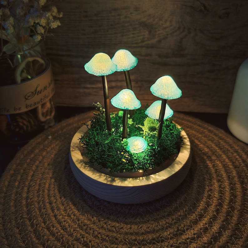 Rustic Ceramic Mushroom Lamp Warm Light Nature Lover Gift Unique Birthday Gift Mushroom Night Light Hand Painted Gifts image 8