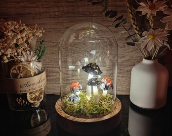 Hand Painted Black Mushroom Lamp Mushroom Night Light Bedroom Mushroom Light Bedroom Decoration Party And Anniversary Gift