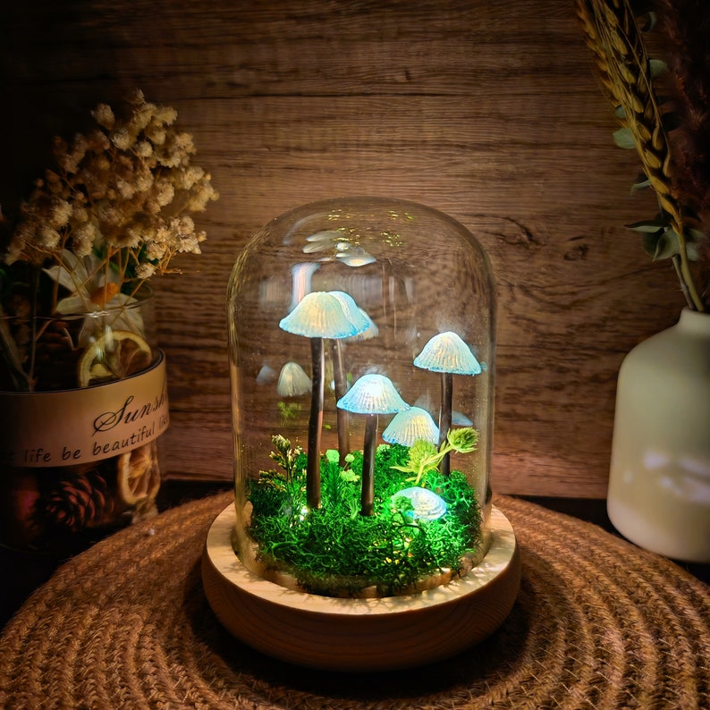 Rustic Ceramic Mushroom Lamp Warm Light Nature Lover Gift Unique Birthday Gift Mushroom Night Light Hand Painted Gifts image 6