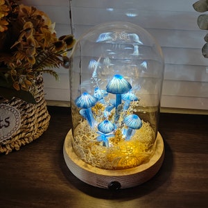 Handmade Blue Mushroom Lamp Mushroom Decor Mushroom Gift Nightstand Lamp Birthday Gift Christmas Gifts