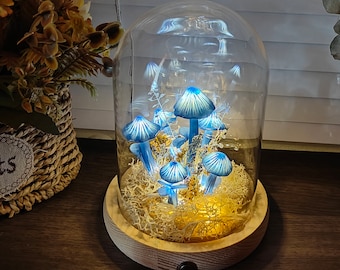 Handmade Blue Mushroom Lamp Mushroom Decor Mushroom Gift Nightstand Lamp Birthday Gift Christmas Gifts