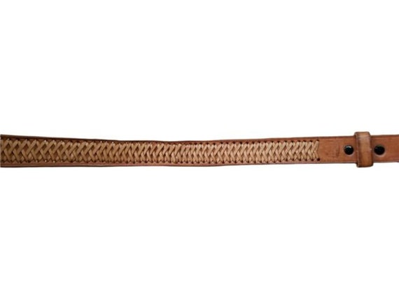 VTG UNBRANDED Men's Woven Leather Belt Size 46? - image 4