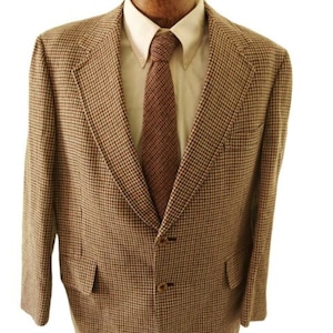 HART, SCHAFFNER, & MARX Vintage Houndstooth Sport Coat Jacket Size 44 Regular? Made in U.S.A.