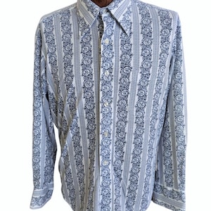 DONEGAL DRESS SHIRTINGS Men&#39;s Floral Jersey Knit Button Front Shirt Size 17